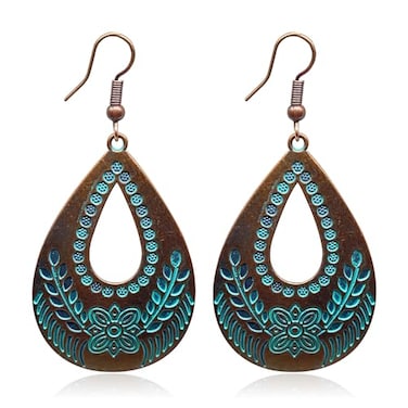KaFu Boho Earrings For Women Vintage Unique Gypsy Ethnic Dangle Drop Earrings Handmade Bohemian Carved Texture Round Statement Earrings Jewelry Gifts Boho10