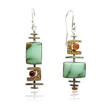 KaFu Handmade Boho Earrings Vintage Gold Lightweight Drop Dangle Statement Jewelry gifts for Women Geometry and stone