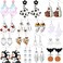 Kigeli 16 Pairs Halloween Earrings Bulk for Women Cute Gothic Ghost Pumpkin Bat Cat Earrings DangleGhost Style