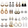 LANTAI Boho Statement Earrings for Women Summer Wooden Acrylic Rattan Earrings 16 Pairs
