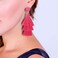 Legitta LEGITTA Hot Pink Tassel Earrings with Druzy Stud Thread Layered Tiered Fringe Linear Drop Dangle Fashion Bohemian Jewelry for Women