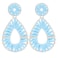 Legitta Raffia Teardrop Dangle Earrings Blue Bohemian Tassel Fringe Rattan Hoop Statement Drop Earrings for Women