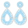 Legitta Raffia Teardrop Dangle Earrings Blue Bohemian Tassel Fringe Rattan Hoop Statement Drop Earrings for Women