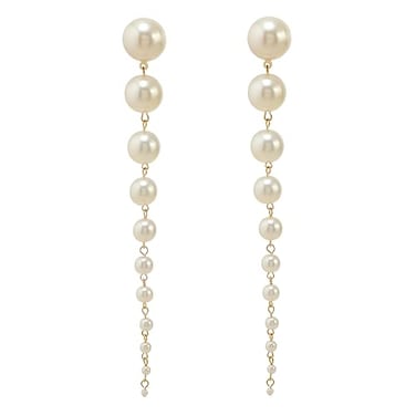 Comelyjewel Long Tassel Pearl Dangle Earrings for Women Dangling Hanging Simulated Freshwater Pearls Boho Pearl Tassel Earring