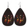 MIOAOSRT African Dancers Earrings Beautiful Dancing Women Faux Leather Earrings Leaf Earring Teardrop Dangle Earrings for Women