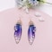 Fuqimanman2020 Multicolored Butterfly Wing Hook Earrings Elegant Acrylic Insect Drop Earrings Crystal Dragonfly Wing Earrings for Women JewelryBlue