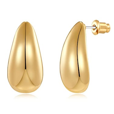 MUYAN Gold Small Long Waterdrop Earrings for Women Polished Tear Drop Earrings Jewelry