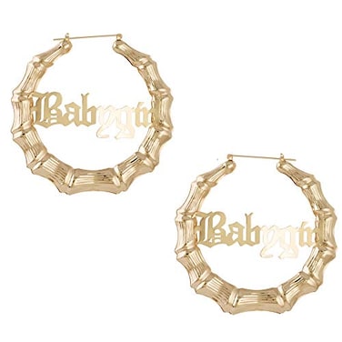LLYANZ Old English Font Word 9cm elegant Large Bamboo Earrings HipPop Style Fashion Party Accessory