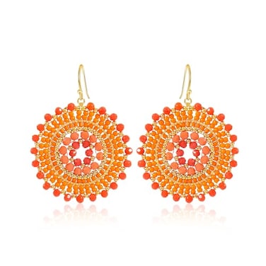 Elegance 11 Orange Earrings for women Summer Beaded Crystals Glass Bead Dangle Drop Bohemia Earrings Statement Earrings For Women