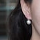 OwMell Elegant 925 Sterling Silver Pearl Drop Earrings Dangle Stud Gold Plated Earrings for Women Large Size 12mm Brushed Silver