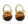 OwMell Elegant 925 Sterling Silver Pearl Drop Earrings Dangle Stud Gold Plated Earrings for Women Large Size 12mm Tigers Eye