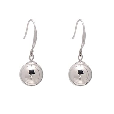 Paialco 925 Sterling Silver French Wire Hook Dangling Glossy Ball Earrings for Women 12MM