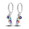 Parmuz 925 sterling silver hoop earring for woman Dangle Drop Boho vintage Feather Dangling Earring set purple Dream Catcher Simple Small Huggie earring Jewelry Gift Sterling Silver Cubic Zirconia