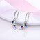 Parmuz 925 sterling silver hoop earring for woman Dangle Drop Boho vintage Feather Dangling Earring set purple Dream Catcher Simple Small Huggie earring Jewelry Gift Sterling Silver Cubic Zirconia