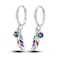 Parmuz 925 sterling silver hoop earring for woman Dangle Drop Boho vintage Feather Dangling Earring set purple Dream Catcher Simple Small Huggie earring Jewelry Gift Sterling Silver Cubic Zirconia