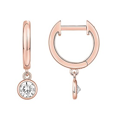 PAVOI 14K Rose Gold Plated S925 Sterling Silver Post DropDangle Huggie Earrings for Women Dainty Round Earrings