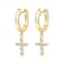 PAVOI 14K Yellow Gold Plated S925 Sterling Silver Post DropDangle Huggie Earrings for Women Dainty Cross Earrings