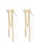 PAVOI 18K Yellow Gold Plated 925 Sterling Silver Posts Drop Dangle Chain Earrings for Women Dangling Chain Studs Cubic Zirconia Ball Threader Earscapes Earrings