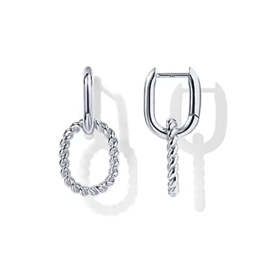 PAVOI Rhodium Plated Convertible Twisted Rope and Plain Paperclip Link Earrings for Women Braided Drop Dangle Huggie Hoop Earrings
