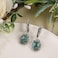 Phyonio Teal Oval Turquoise Dangle Earrings for Women Leaf Vine Flower Latch Back 925 Sterling Silver Earring Vintage Oxidised Boho Jewelry Valentines Day Gift for Wife