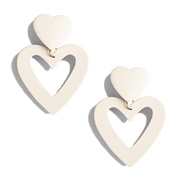 PopTopping Heart Dangle Earrings Love Drop Dangle Earrings White Hearts Dangling Earrings For Women s Off White