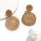 YAHPERN Rattan Earrings for Women Handmade Lightweight Wicker Straw Stud Earrings Statement Weaving Braid Drop Dangle Earring Dark Rattan Disk