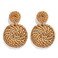 YAHPERN Rattan Earrings for Women Handmade Lightweight Wicker Straw Stud Earrings Statement Weaving Braid Drop Dangle Earring Dark Rattan Disk