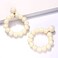 CEALXHENY Rattan Earrings Rattan Ball Hoop Dangle Earrings for Women Handmade Bohemia Earrings Braid Straw Wicker Raffia Earring Summer Beach Accessory Gifts White