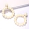 CEALXHENY Rattan Earrings Rattan Ball Hoop Dangle Earrings for Women Handmade Bohemia Earrings Braid Straw Wicker Raffia Earring Summer Beach Accessory Gifts White