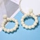 CEALXHENY Rattan Earrings Rattan Ball Hoop Dangle Earrings for Women Handmade Bohemia Earrings Braid Straw Wicker Raffia Earring Summer Beach Accessory Gifts White