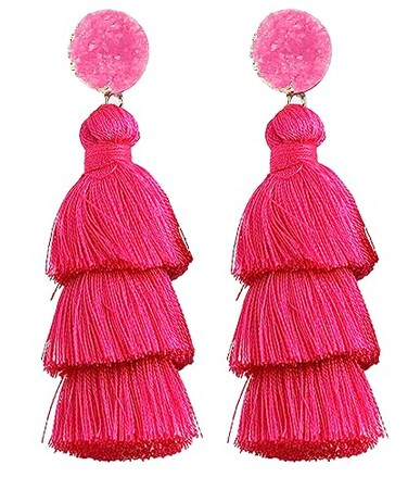 Rave Envy Pink Dangle Earrings Hot Pink Statement Earrings for Women