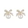 Aktully Rhinestone Bow Ribbon Earrings Red Ball Pearl Dangle Drop Stud Earrings for Women Christmas Gifts
