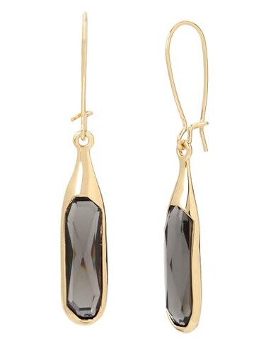 ROBERT LEE Robert Lee Morris Set In Stone Faceted Stone Long Drop Earrings Black Gold