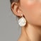Spiritrain Seashell Pearl Stud Earrings for Women Ocean Sea Theme Sweet Double Layer Acrylic Shell Lightweight Dangle Drop Earrings for Summer Beach Holiday Halloween Party Jewelry Accessories Shell w