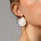 Spiritrain Seashell Pearl Stud Earrings for Women Ocean Sea Theme Sweet Double Layer Acrylic Shell Lightweight Dangle Drop Earrings for Summer Beach Holiday Halloween Party Jewelry Accessories Shell w