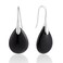 SELOVO Black Agate Stone Teardrop Fishhook Dangle Drop Earrings Silver Tone