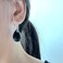 SELOVO Black Agate Stone Teardrop Fishhook Dangle Drop Earrings Silver Tone
