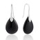 SELOVO Black Agate Stone Teardrop Fishhook Dangle Drop Earrings Silver Tone