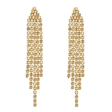 SELOVO Crystal Chandelier Tassel Chain Dangle Earrings Gold Tone