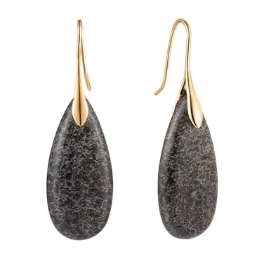 SELOVO Dangle Drop Teardrop Earrings for Women Black Stone Statement Earrings Gold Tone