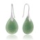 SELOVO Green Aventurine Teardrop Agate Stone Fishhook Dangle Drop Earrings Silver Tone