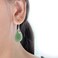 SELOVO Green Aventurine Teardrop Agate Stone Fishhook Dangle Drop Earrings Silver Tone