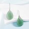 SELOVO Green Aventurine Teardrop Agate Stone Fishhook Dangle Drop Earrings Silver Tone
