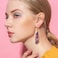 SELOVO Purple Stone Dangling Dangly Earrings for Women Trendy Earrings Gold Tone