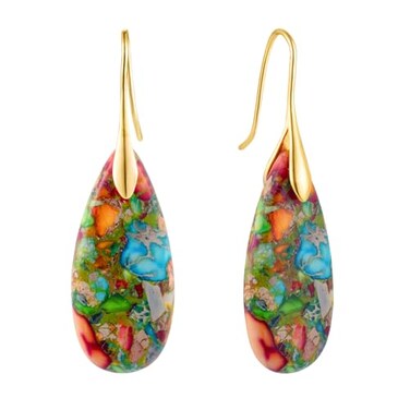 SELOVO Stone Colorful Earrings Dangle Gold Tone Statement Earrings for Women