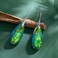SELOVO Teardrop Dangle Drop Earrings for Women Boho Green Blue Stone Statement Earrings Silver Tone