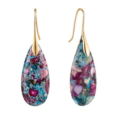 SELOVO Vintage Style Stone Teardrop Dangle Earrings Blue Purple Earrings for Women Gold Tone