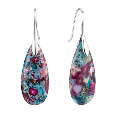 SELOVO Vintage Style Teardrop Stone Dangle Earrings Blue Purple Earrings for Women Silver Tone