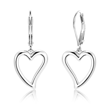 ALEXCRAFT Silver Heart Dangle Earrings for Women Trendy Openwork Silver Heart Drop Hypoallergenic Love Heart Dangle Leverback Earings