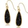 Humble Chic Simulated Druzy Drop Dangles Sparkly Long Teardrop Dangly Earrings for Women Gold Tone Black Stone